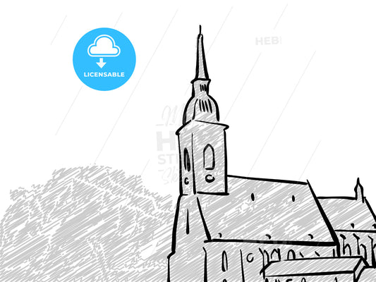 Bratislava, Slovakia famous Travel Sketch – instant download