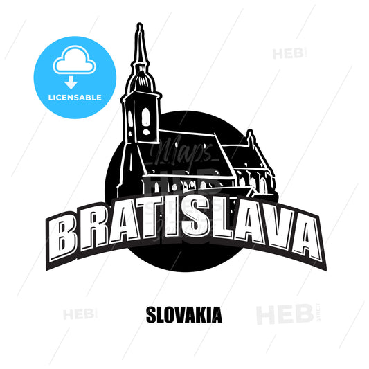 Bratislava church black and white logo – instant download
