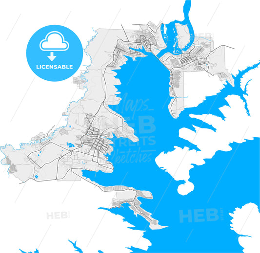 Bratsk, Irkutsk Oblast, Russia, high quality vector map