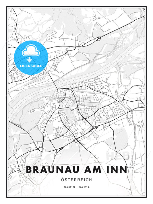 Braunau am Inn, Austria, Modern Print Template in Various Formats - HEBSTREITS Sketches