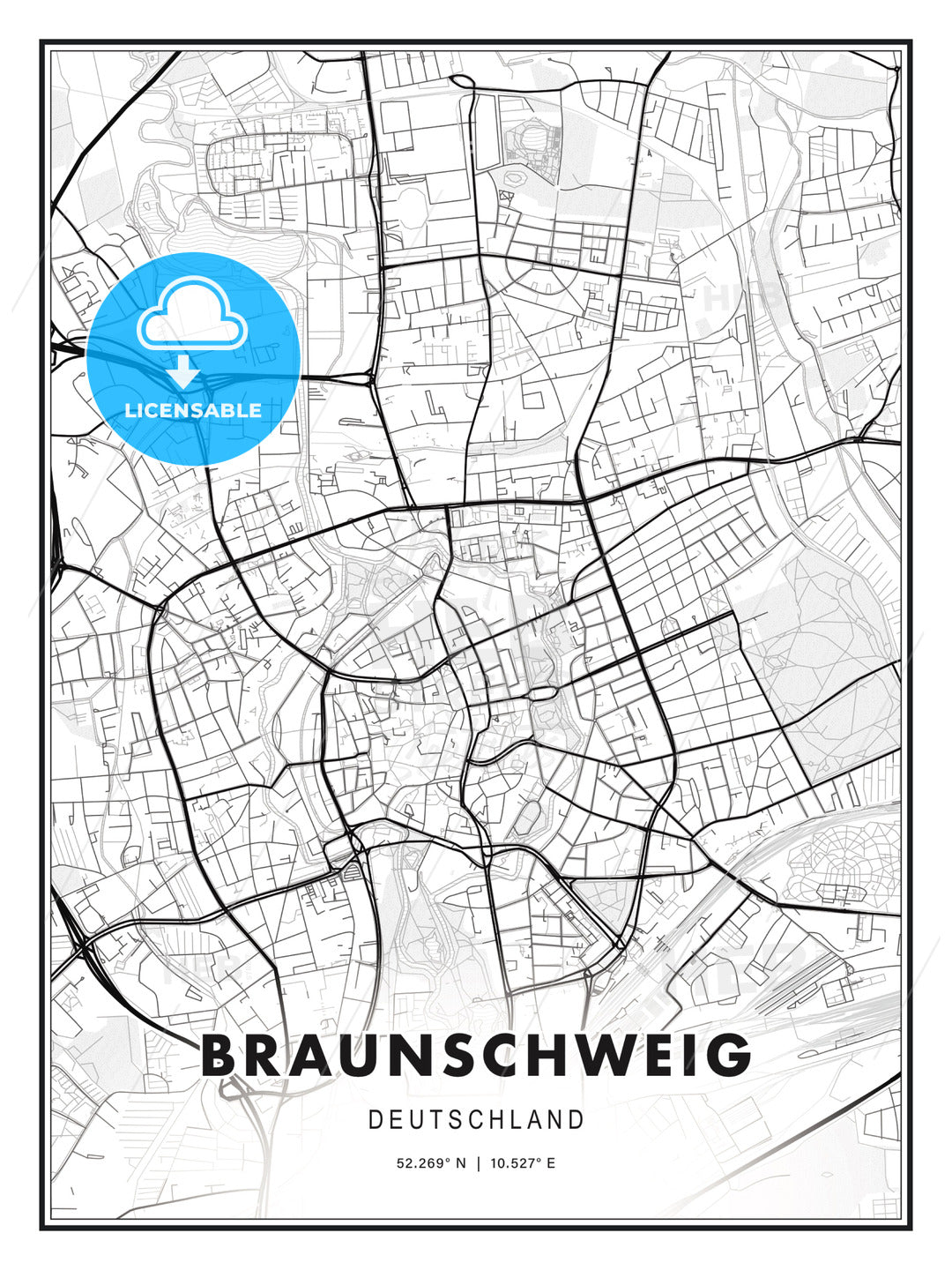 Braunschweig, Germany, Modern Print Template in Various Formats - HEBSTREITS Sketches