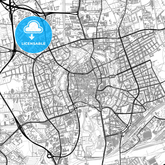 Braunschweig, Germany, vector map with buildings