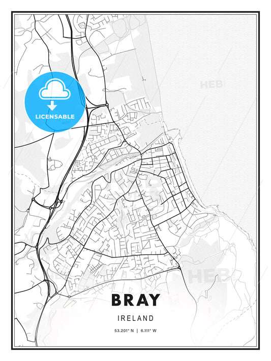 Bray, Ireland, Modern Print Template in Various Formats - HEBSTREITS Sketches