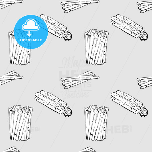 Breadstick seamless pattern greyscale drawing – instant download
