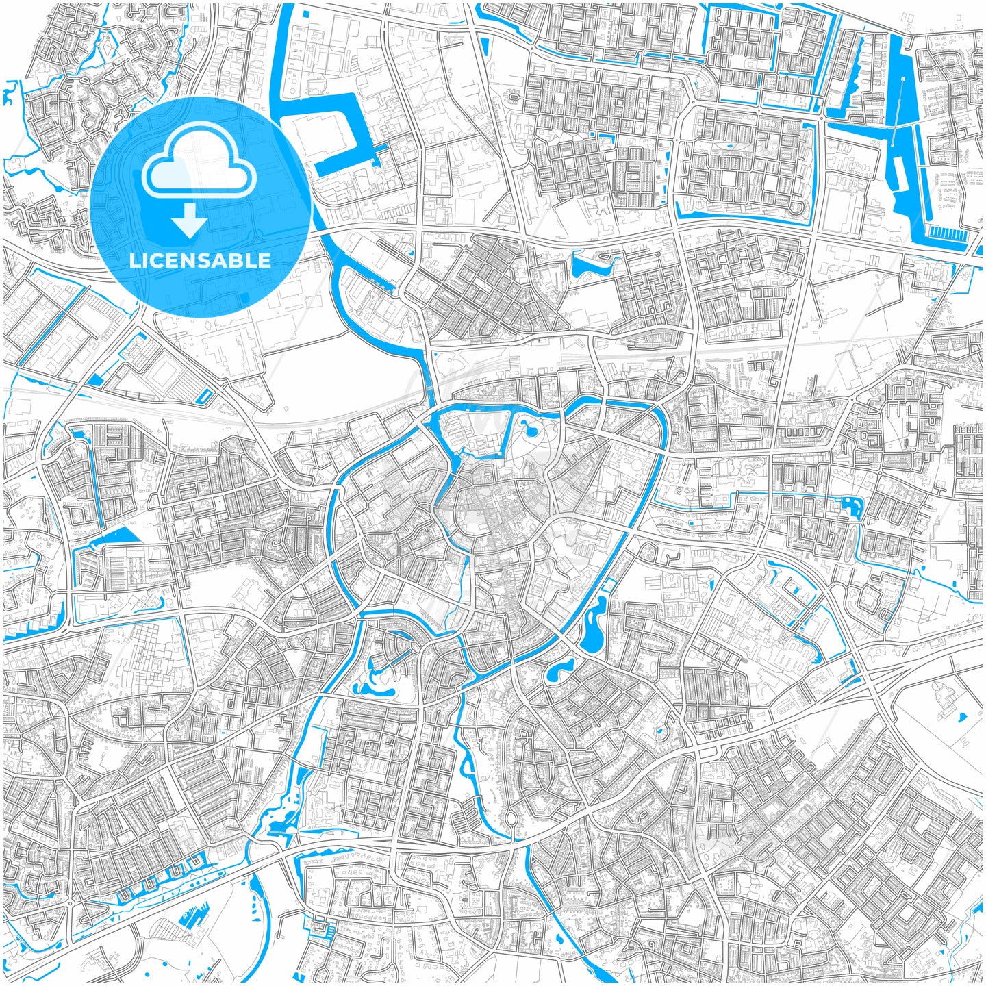 Breda, North Brabant, Netherlands, city map with high quality roads.