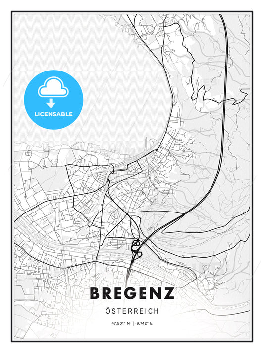 Bregenz, Austria, Modern Print Template in Various Formats - HEBSTREITS Sketches