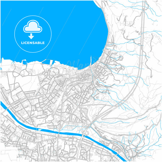 Bregenz, Vorarlberg, Austria, city map with high quality roads.