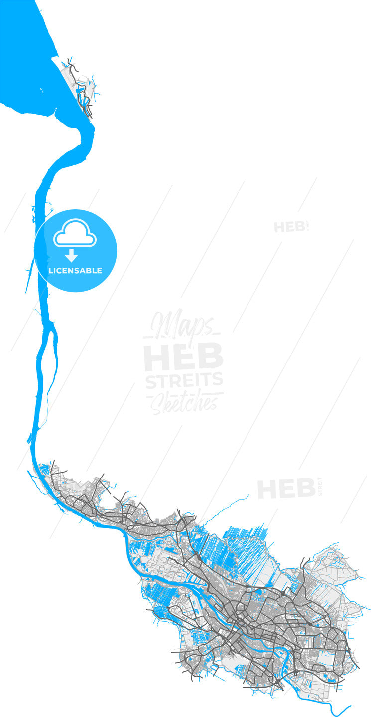 Bremen, Bremen, Germany, high quality vector map