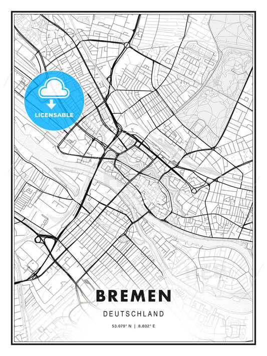 Bremen, Germany, Modern Print Template in Various Formats - HEBSTREITS Sketches