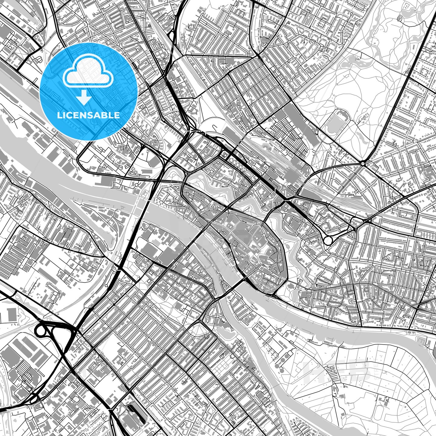 Bremen, Germany, vector map with buildings