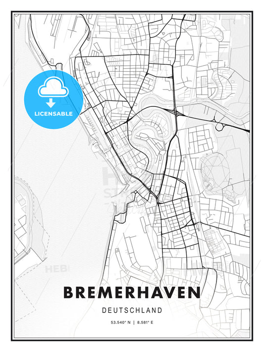 Bremerhaven, Germany, Modern Print Template in Various Formats - HEBSTREITS Sketches