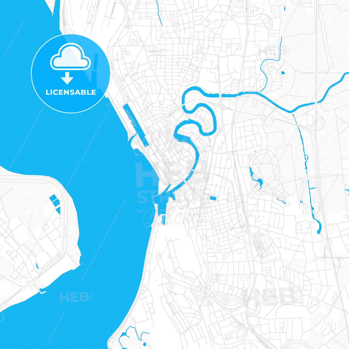 Bremerhaven, Germany PDF vector map with water in focus