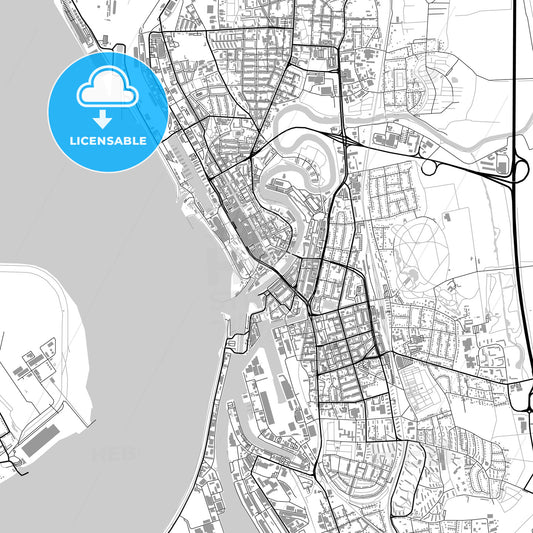 Bremerhaven, Germany, vector map with buildings