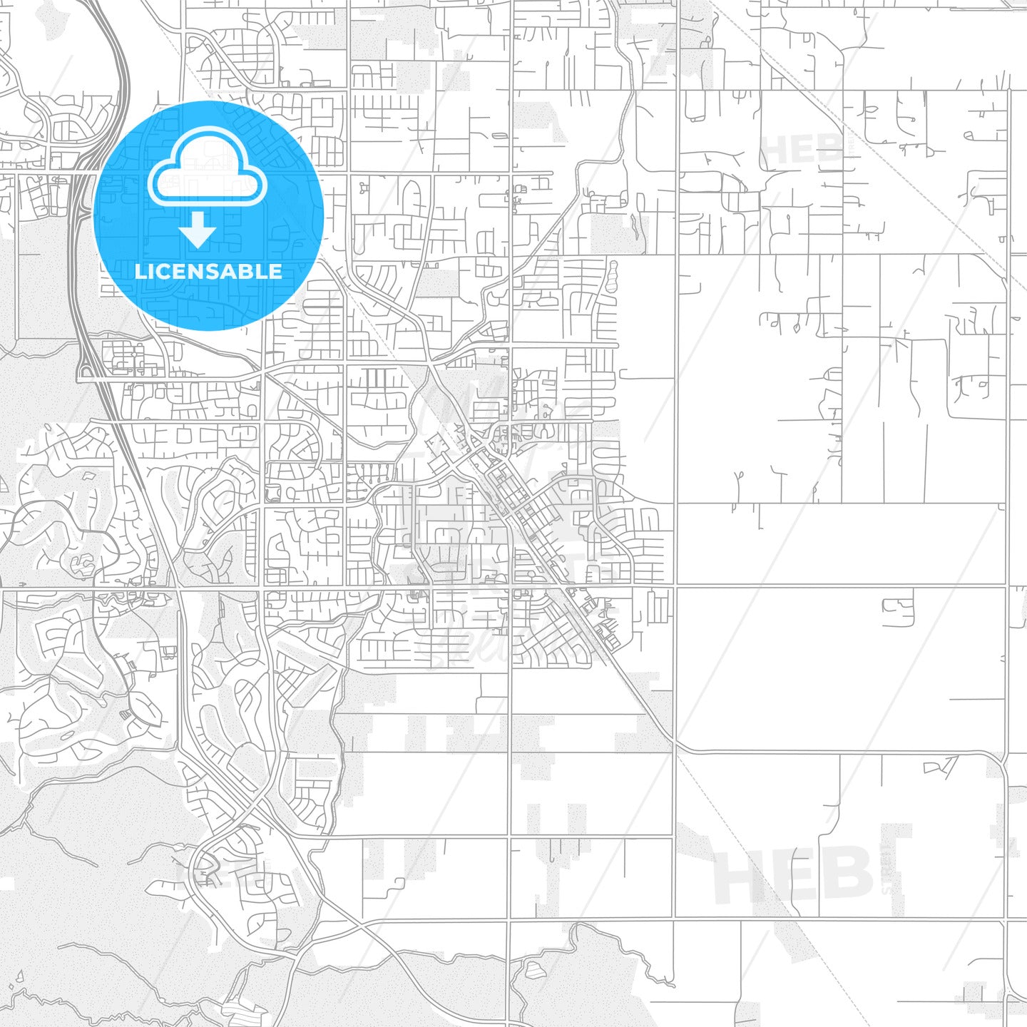 Brentwood, California, USA, bright outlined vector map