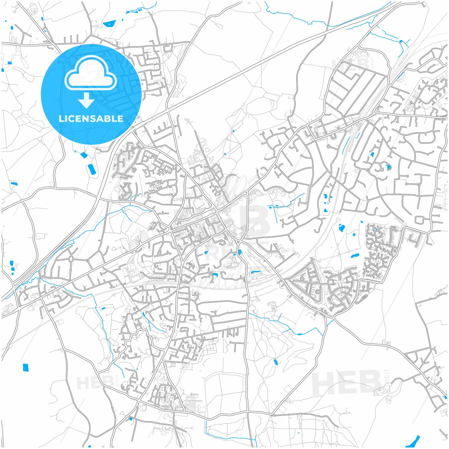 Brentwood, East of England, England, city map with high quality roads.