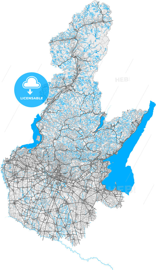 Brescia, Lombardy, Italy, high quality vector map