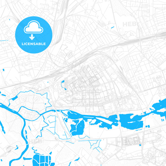 Brest, Belarus PDF vector map with water in focus