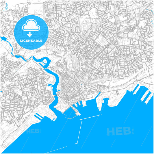Brest, Finistère, France, city map with high quality roads.