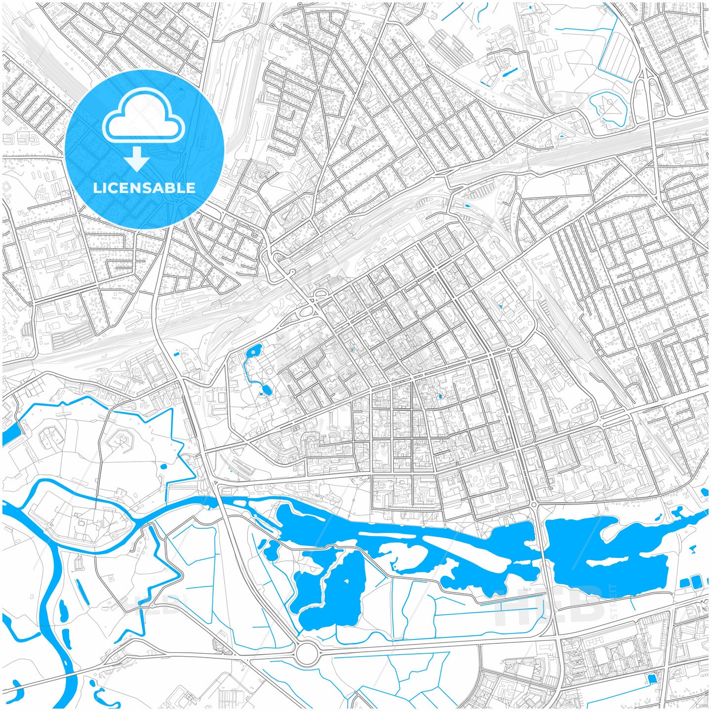 Brest, Voblasć, Belarus, city map with high quality roads.