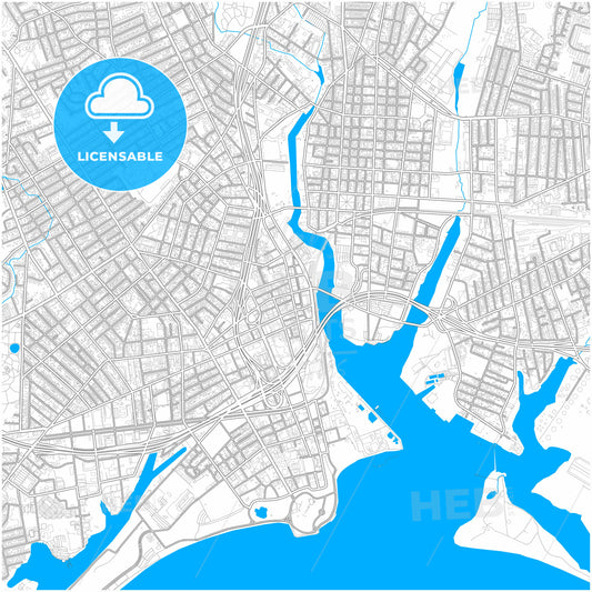 Bridgeport, Connecticut, United States, city map with high quality roads.