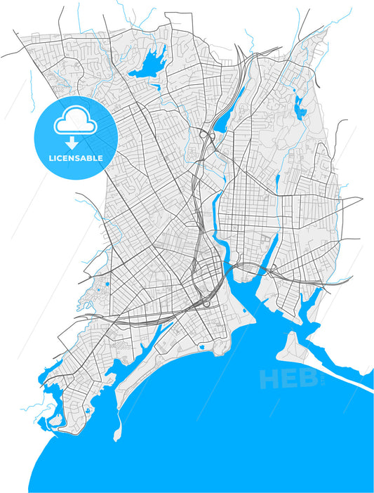 Bridgeport, Connecticut, United States, high quality vector map