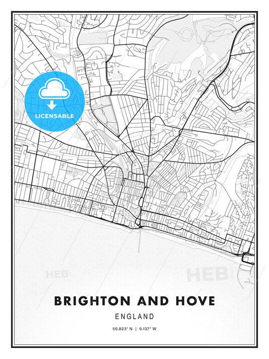 Brighton and Hove, England, Modern Print Template in Various Formats - HEBSTREITS Sketches