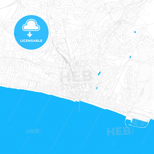 Brighton and Hove, England PDF vector map with water in focus