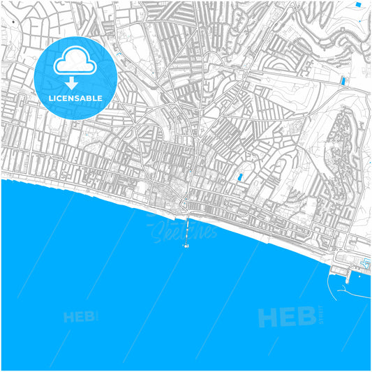 Brighton and Hove, South East England, England, city map with high quality roads.