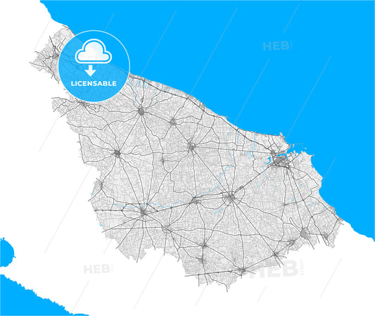 Brindisi, Apulia, Italy, high quality vector map