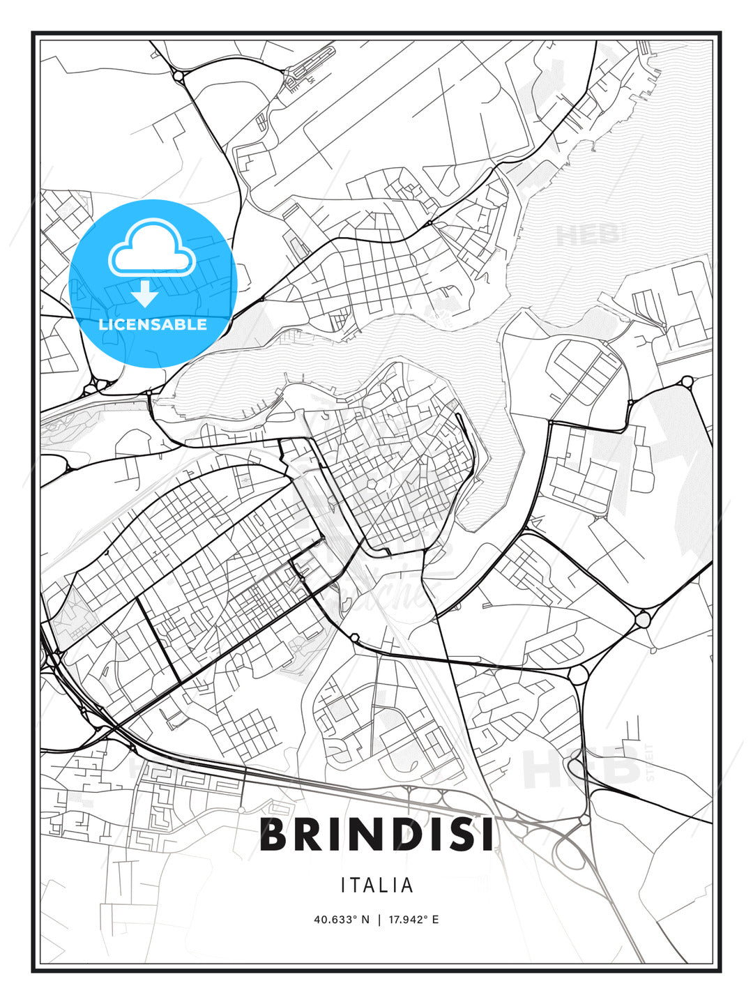 Brindisi, Italy, Modern Print Template in Various Formats - HEBSTREITS Sketches