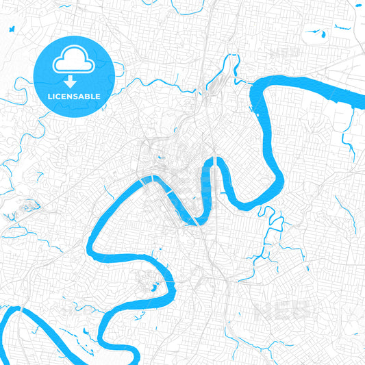 Brisbane, Australia PDF vector map with water in focus