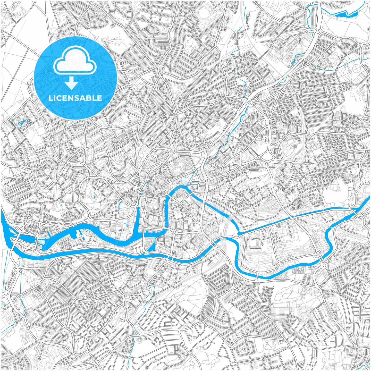 Bristol, South West England, England, city map with high quality roads.