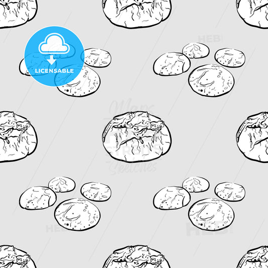 Broa seamless pattern greyscale drawing – instant download