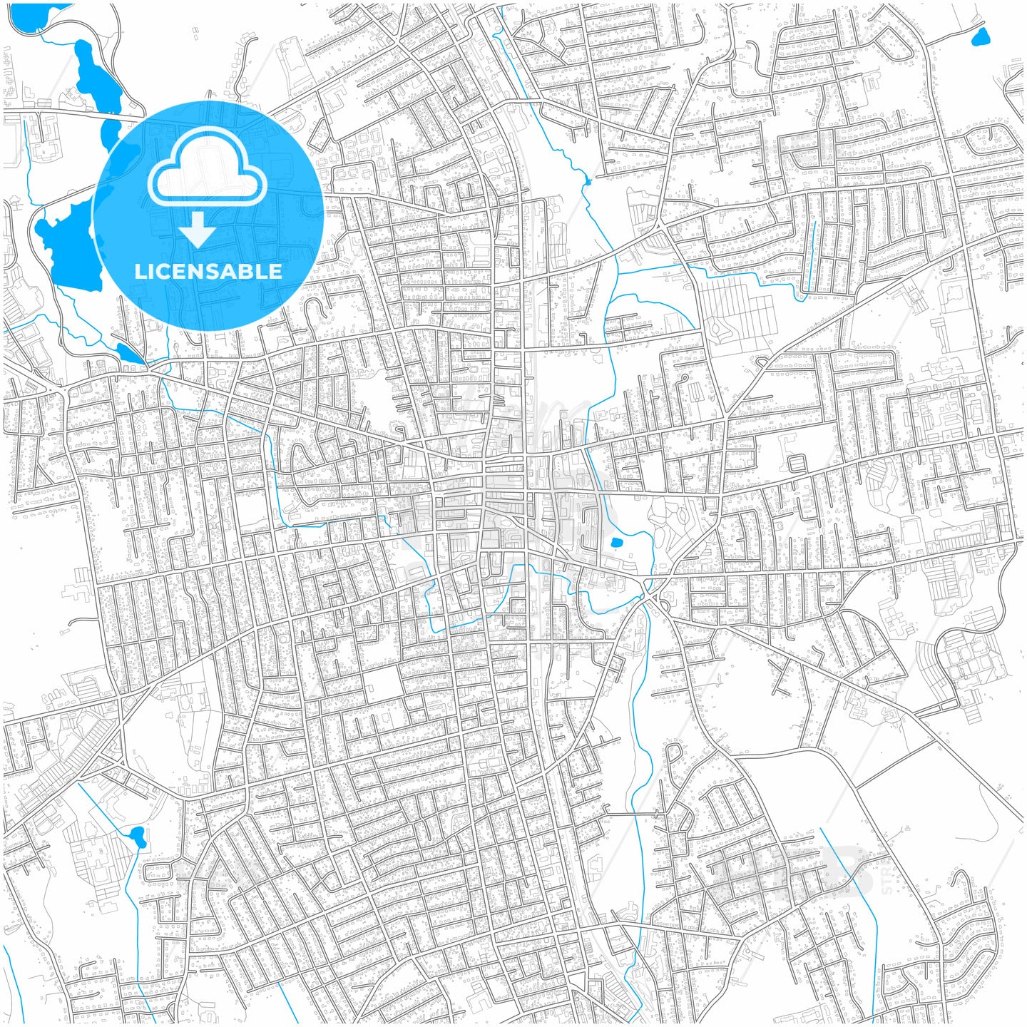 Brockton, Massachusetts, United States, city map with high quality roads.