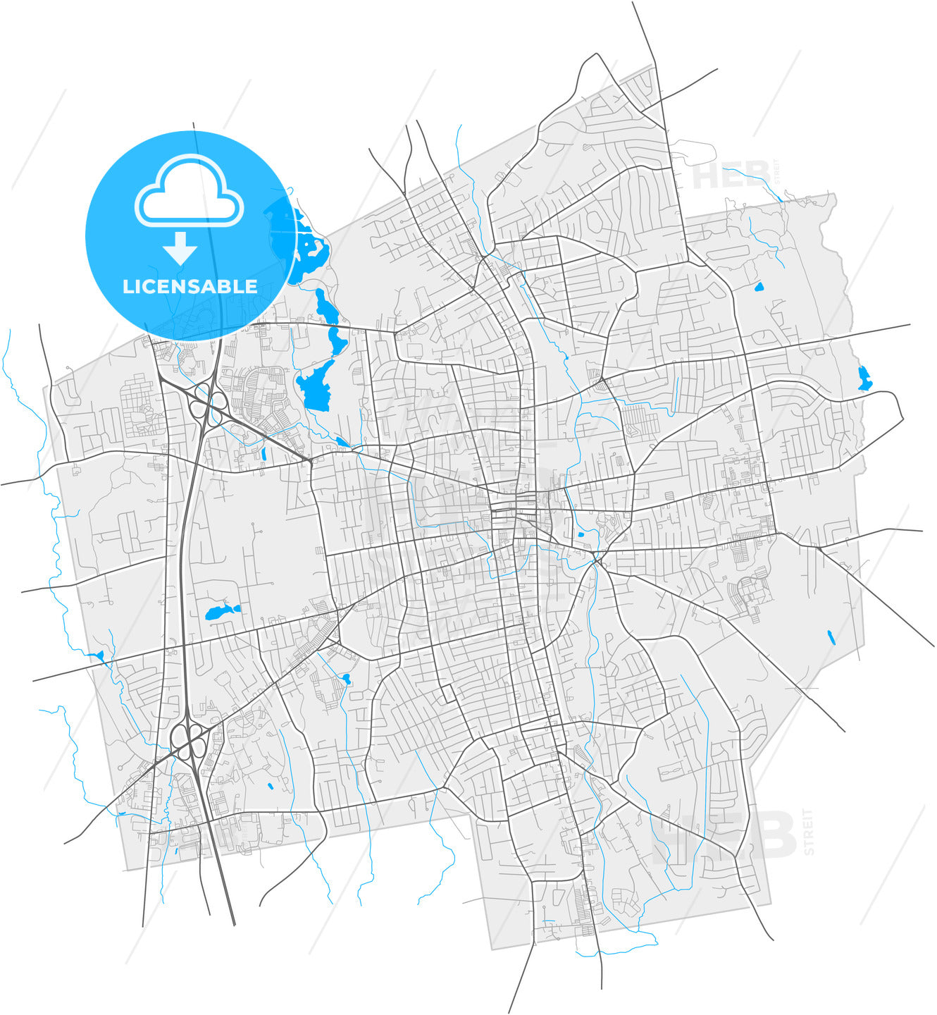 Brockton, Massachusetts, United States, high quality vector map