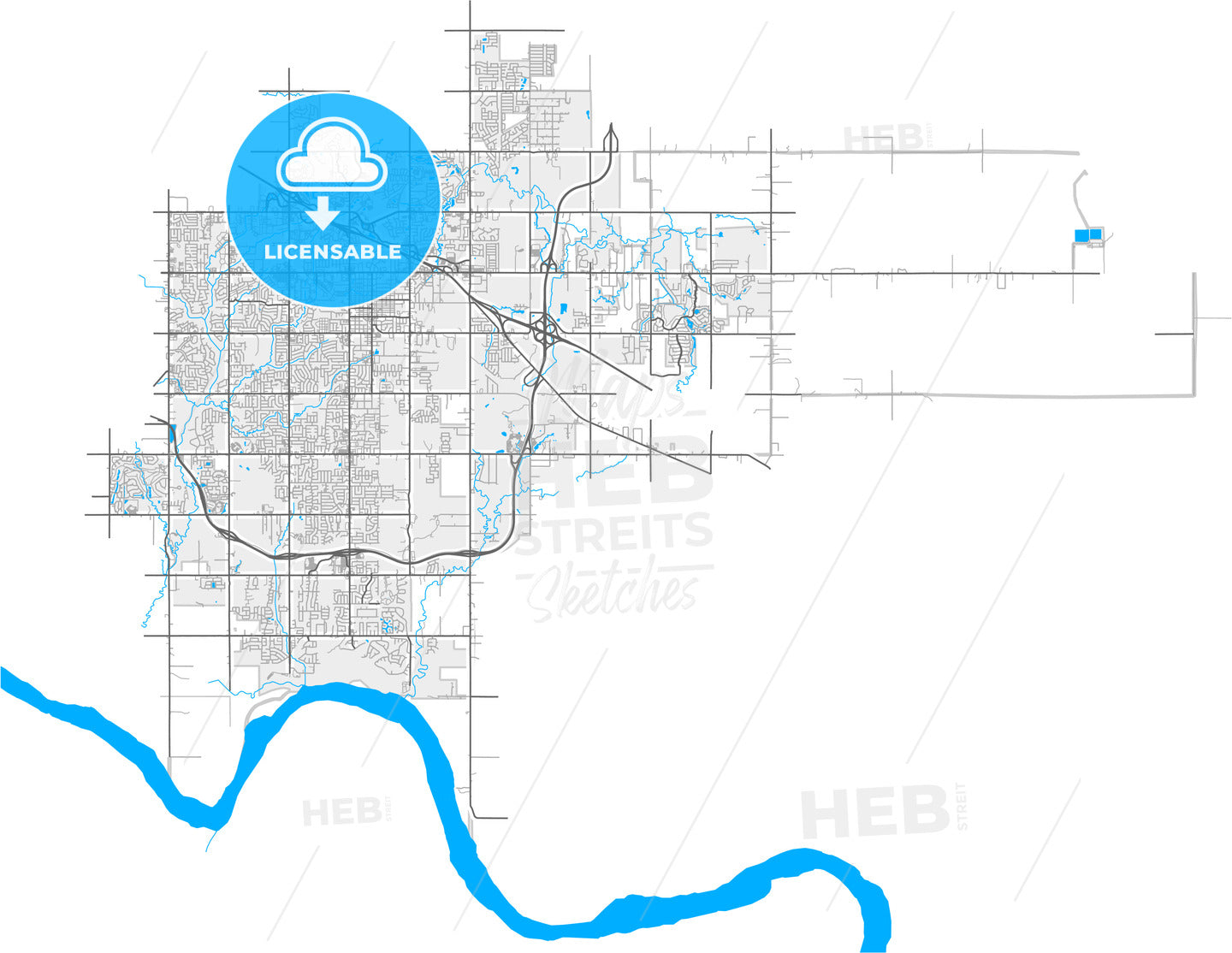 Broken Arrow, Oklahoma, United States, high quality vector map