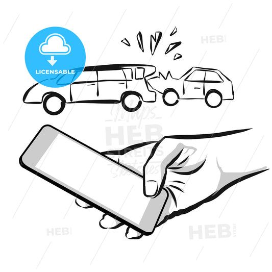 Broken Car Insurance Concept Sketch – instant download