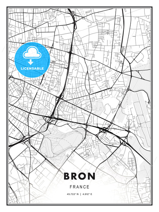Bron, France, Modern Print Template in Various Formats - HEBSTREITS Sketches
