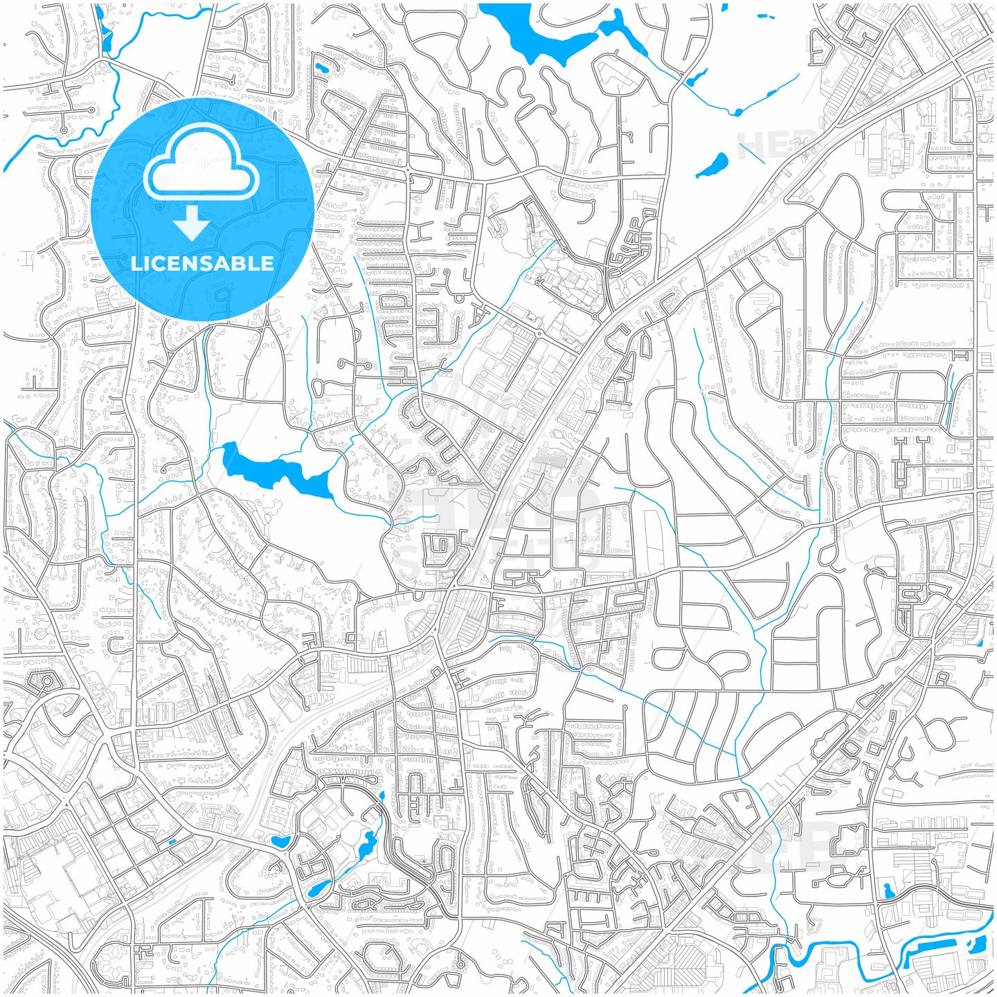 Brookhaven, Georgia, United States, city map with high quality roads.