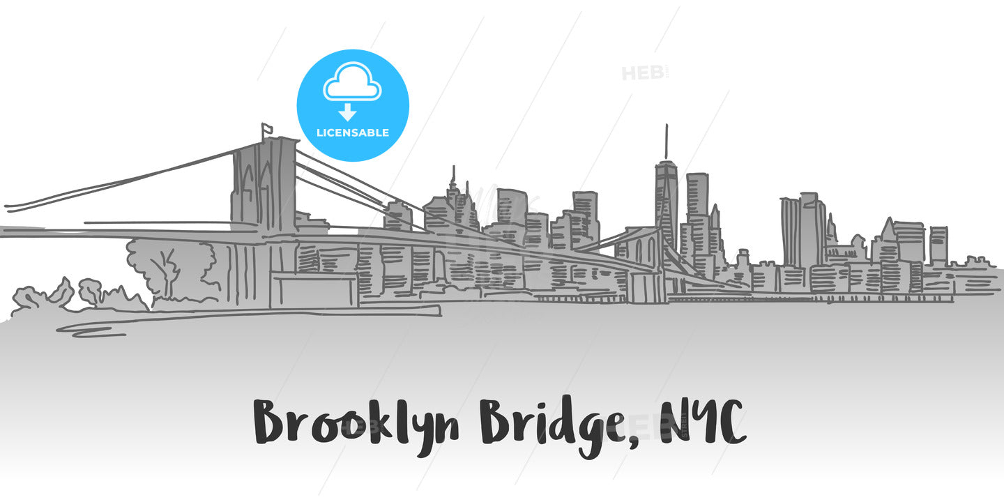 Brooklyn Bridge Manhattan Skyline Landmark – instant download