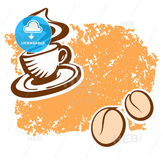 Brown Coffee Cup and Beans Sketch – instant download