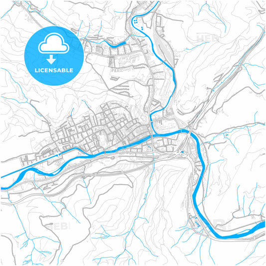 Bruck an der Mur, Styria, Austria, city map with high quality roads.