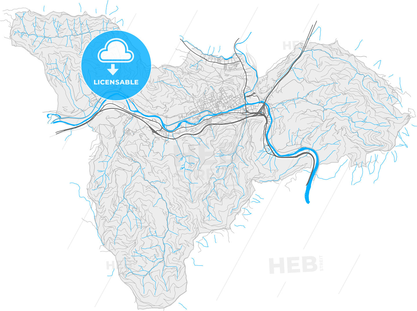 Bruck an der Mur, Styria, Austria, high quality vector map