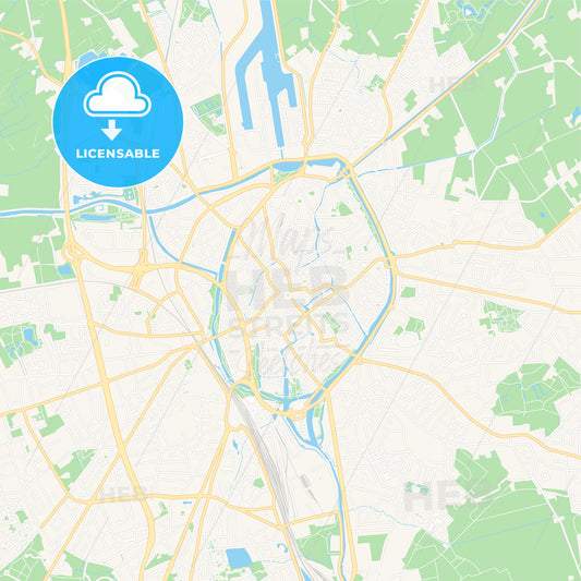 Bruges , Belgium Vector Map - Classic Colors
