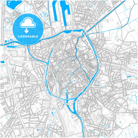 Bruges, West Flanders, Belgium, city map with high quality roads.