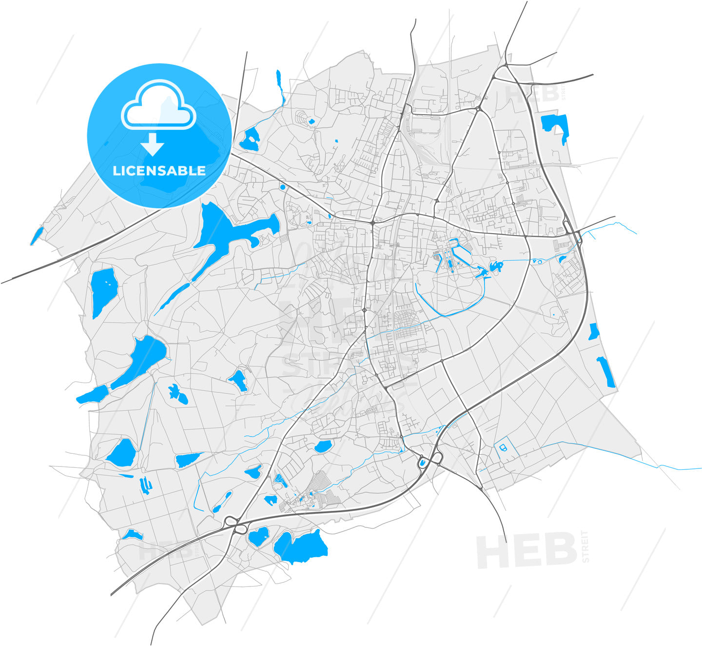 Bruhl, North Rhine-Westphalia, Germany, high quality vector map