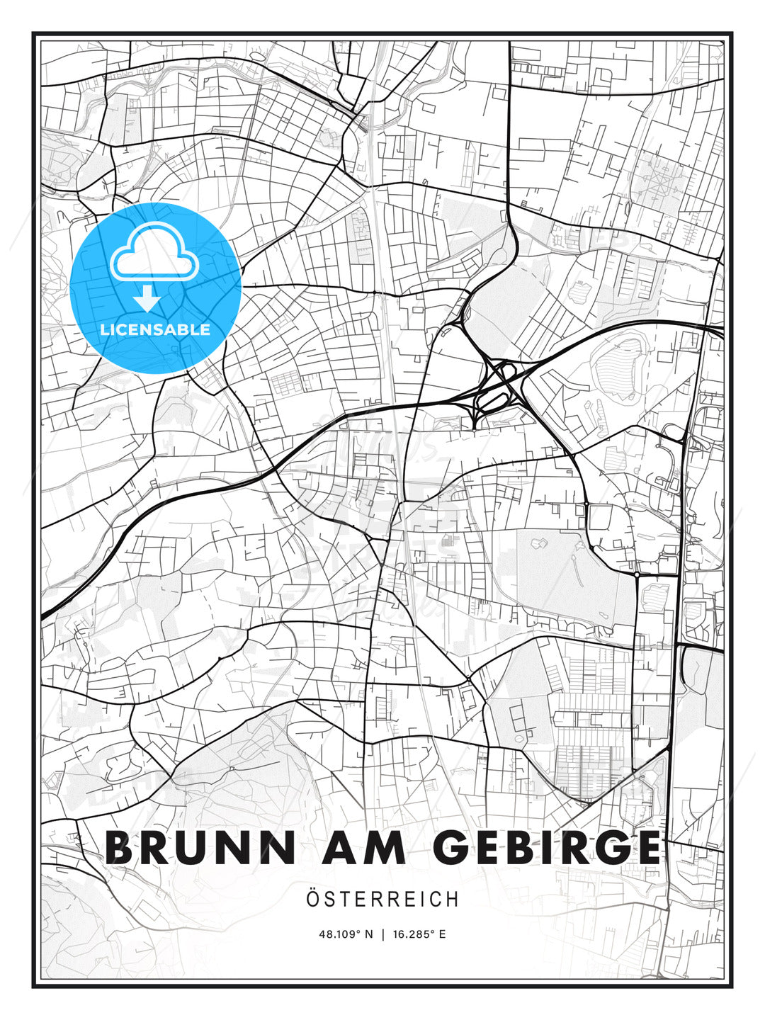 Brunn am Gebirge, Austria, Modern Print Template in Various Formats - HEBSTREITS Sketches