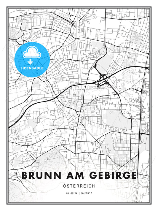 Brunn am Gebirge, Austria, Modern Print Template in Various Formats - HEBSTREITS Sketches