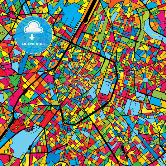 Brussels Belgium Colorful Map