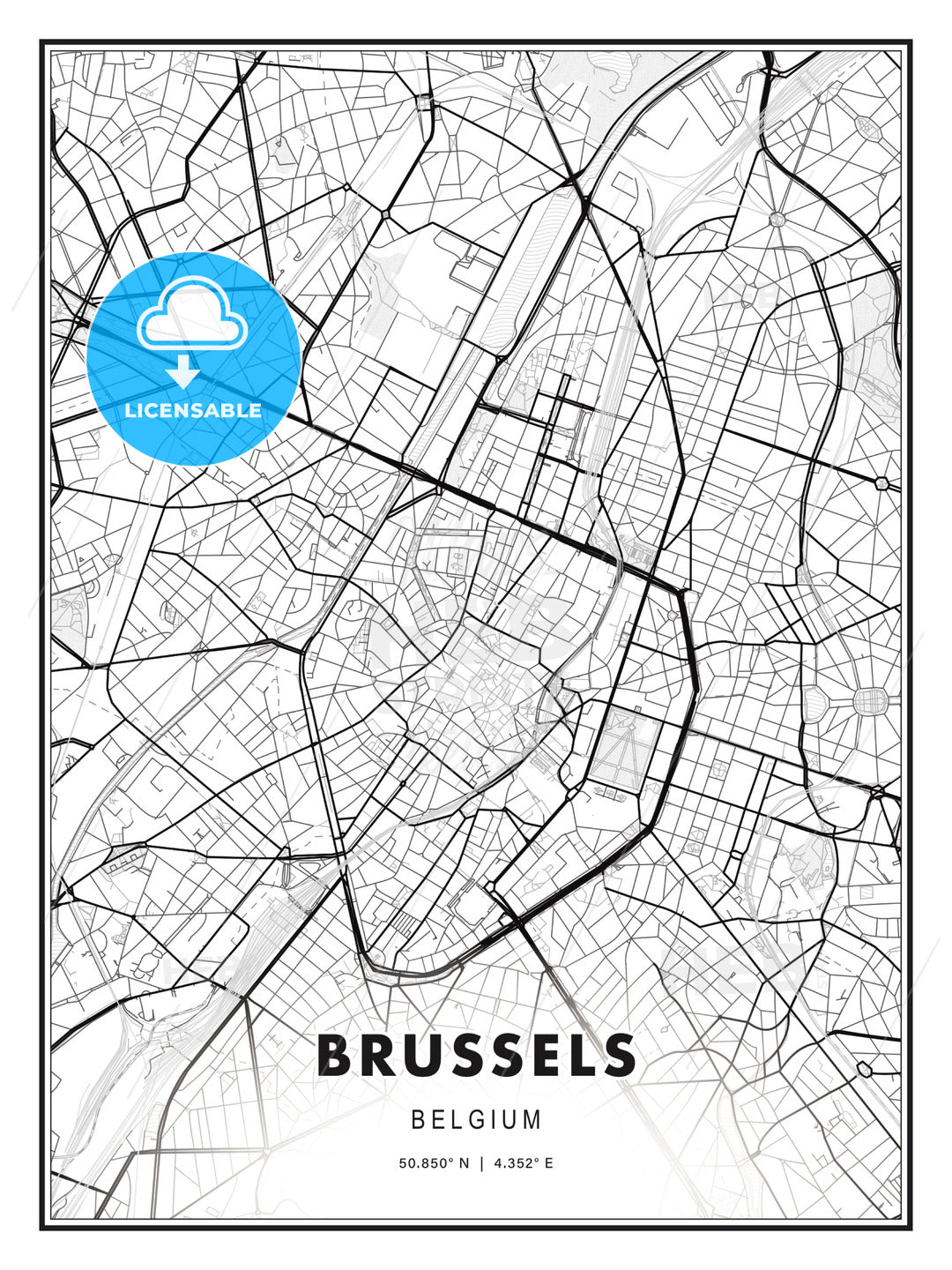 Brussels, Belgium, Modern Print Template in Various Formats - HEBSTREITS Sketches